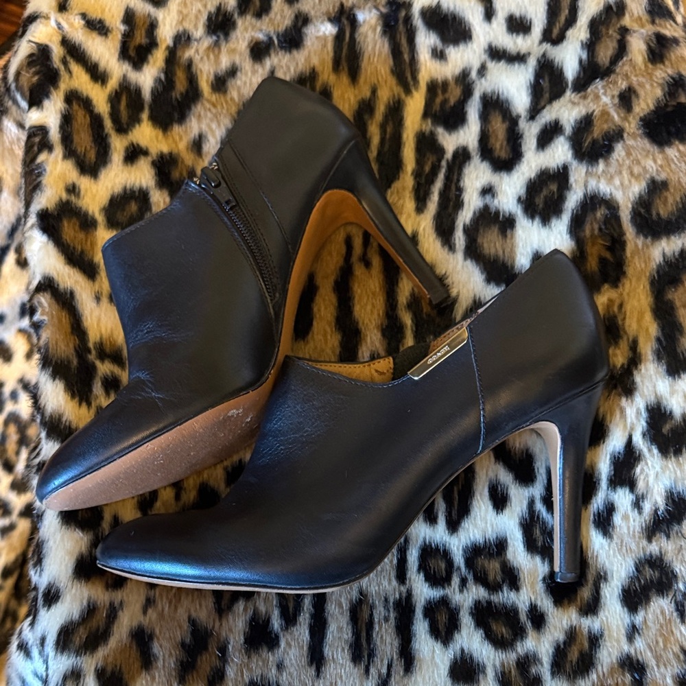 Coach Seneca leather high heeled booties with light wear
